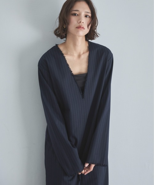 セール】【TALLサイズあり】ディープVネックペンシルロングワンピース