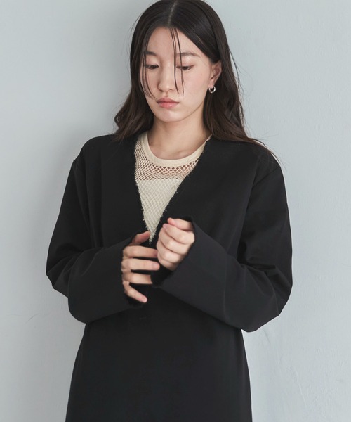 feepur(フェピュール)の「【TALLサイズあり】ディープVネックペンシルロングワンピース(ワンピース・レディース・ブラック/グレー/ネイビー×ホワイト・SMALL/TALL/MEDIUM)」の19枚目の写真