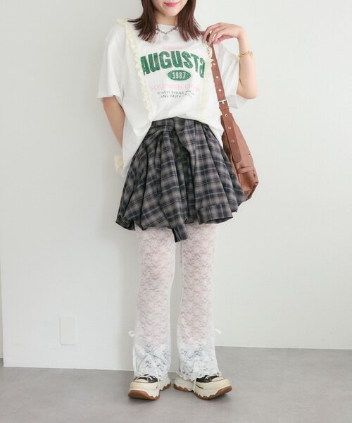 w closet(ダブルクローゼット)の「ロゴレースリメイクTシャツ(Tシャツ/カットソー・レディース・イエロー/ブラック/オフホワイト・FREE)」の17枚目の写真