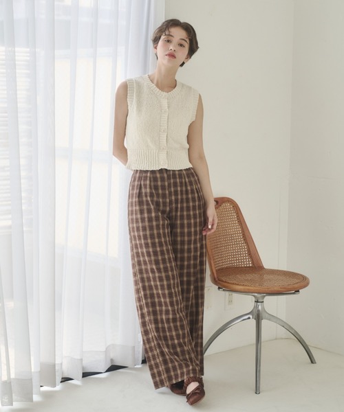 REMOON（リムーン）の「イージーチェックパンツ（スラックス・レディース・ブラウン/ネイビー・SMALL/MEDIUM）」の13枚目の写真