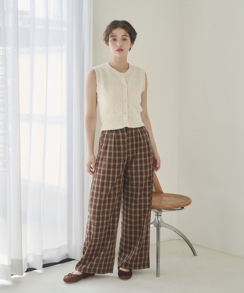 REMOON（リムーン）の「イージーチェックパンツ（スラックス・レディース・ブラウン/ネイビー・SMALL/MEDIUM）」の14枚目の写真