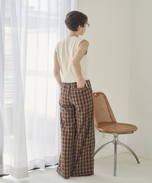 REMOON（リムーン）の「イージーチェックパンツ（スラックス・レディース・ブラウン/ネイビー・SMALL/MEDIUM）」の17枚目の写真