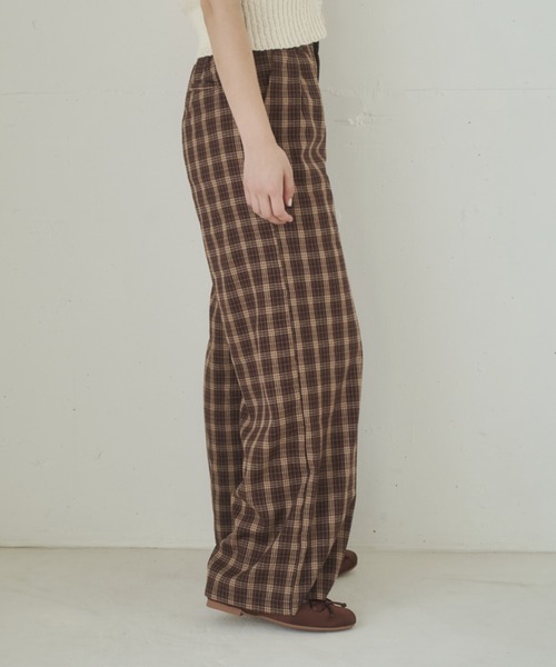 REMOON（リムーン）の「イージーチェックパンツ（スラックス・レディース・ブラウン/ネイビー・SMALL/MEDIUM）」の4枚目の写真