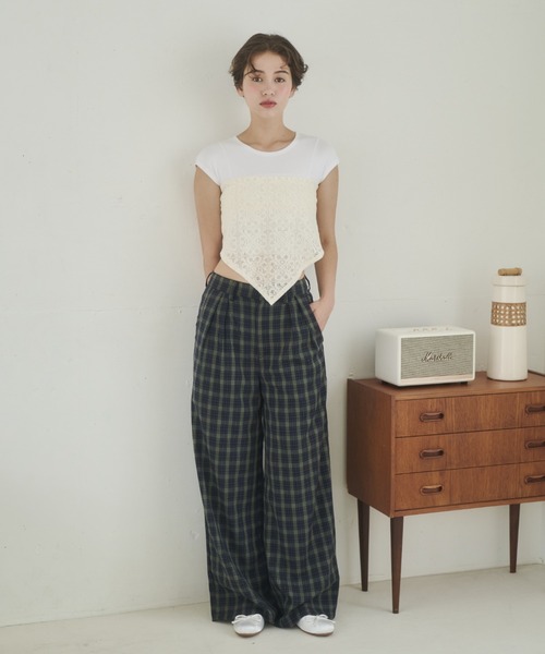 REMOON（リムーン）の「イージーチェックパンツ（スラックス・レディース・ブラウン/ネイビー・SMALL/MEDIUM）」の20枚目の写真