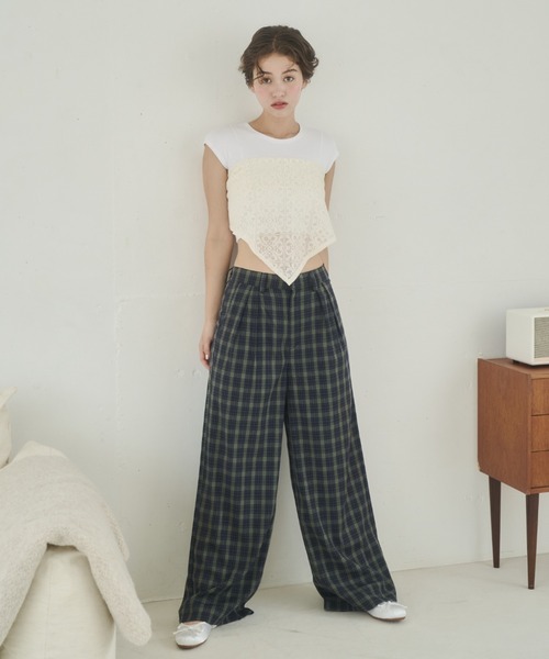 REMOON（リムーン）の「イージーチェックパンツ（スラックス・レディース・ブラウン/ネイビー・SMALL/MEDIUM）」の21枚目の写真