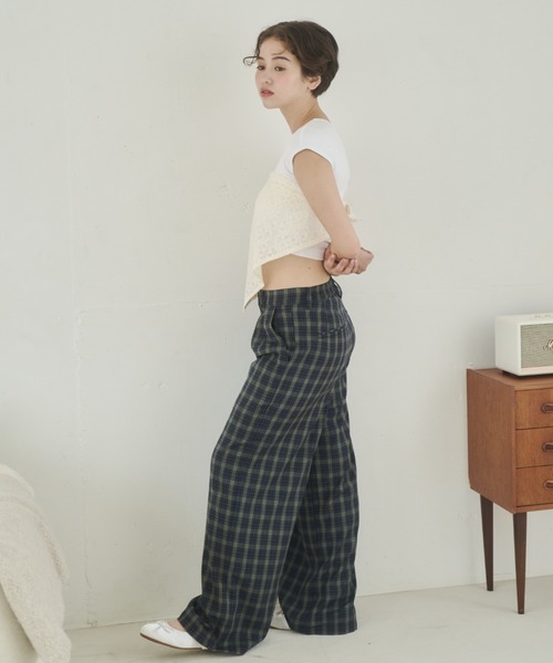 REMOON（リムーン）の「イージーチェックパンツ（スラックス・レディース・ブラウン/ネイビー・SMALL/MEDIUM）」の22枚目の写真