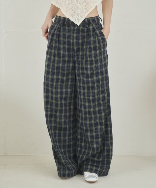 REMOON（リムーン）の「イージーチェックパンツ（スラックス・レディース・ブラウン/ネイビー・SMALL/MEDIUM）」の8枚目の写真