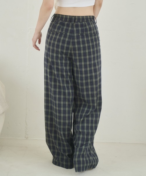 REMOON（リムーン）の「イージーチェックパンツ（スラックス・レディース・ブラウン/ネイビー・SMALL/MEDIUM）」の12枚目の写真