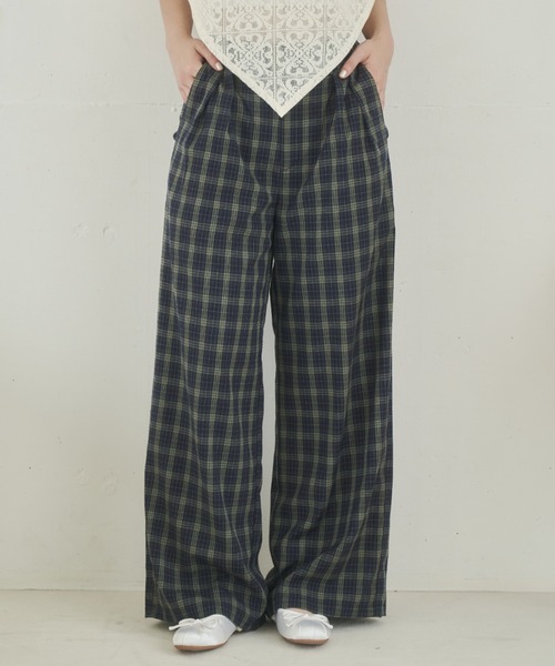 REMOON（リムーン）の「イージーチェックパンツ（スラックス・レディース・ブラウン/ネイビー・SMALL/MEDIUM）」の10枚目の写真