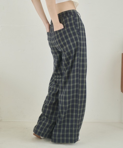 REMOON（リムーン）の「イージーチェックパンツ（スラックス・レディース・ブラウン/ネイビー・SMALL/MEDIUM）」の11枚目の写真
