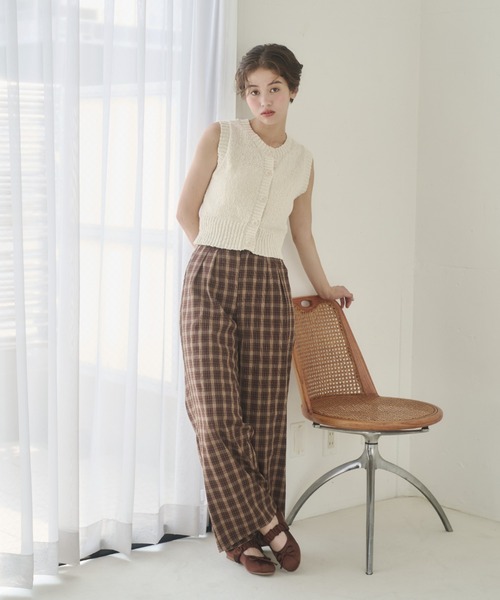 REMOON（リムーン）の「イージーチェックパンツ（スラックス・レディース・ブラウン/ネイビー・SMALL/MEDIUM）」の16枚目の写真
