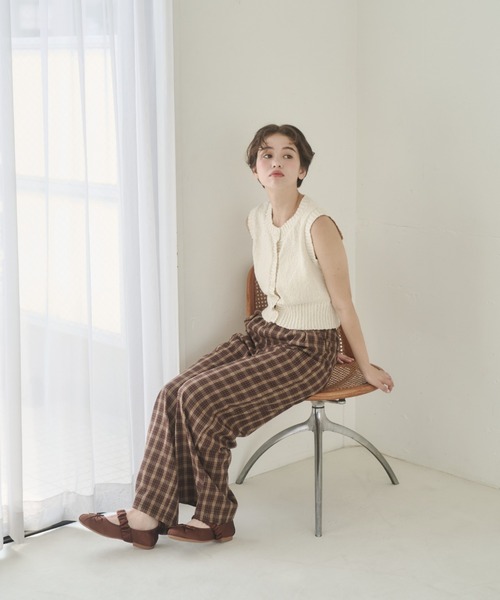 REMOON（リムーン）の「イージーチェックパンツ（スラックス・レディース・ブラウン/ネイビー・SMALL/MEDIUM）」の19枚目の写真