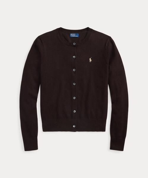 POLO RALPH LAURENブラックコットンクルーネックカーディガンM新品 コットン クルーネック カーディガン（カーディガン/ボレロ