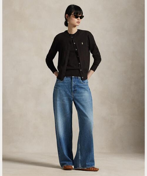 POLO RALPH LAURENブラックコットンクルーネックカーディガンS新品 コットン クルーネック カーディガン（カーディガン/ボレロ