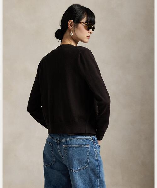 POLO RALPH LAURENブラックコットンクルーネックカーディガンS新品 コットン クルーネック カーディガン（カーディガン/ボレロ