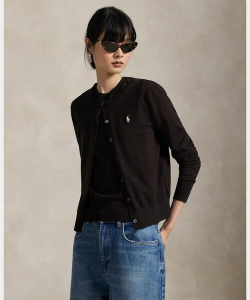 POLO RALPH LAURENブラックコットンクルーネックカーディガンS新品 コットン クルーネック カーディガン（カーディガン/ボレロ
