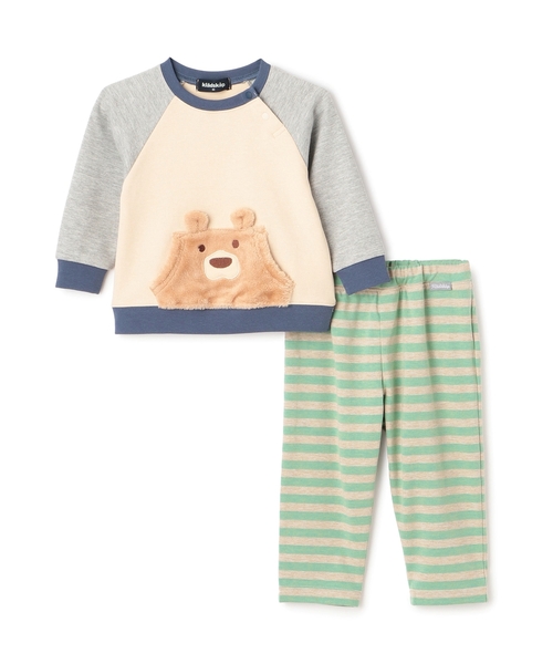 kladskap（クレードスコープ）の「クマ長袖Tシャツ×ボーダーパンツセット（ロンパース・キッズ・サックスブルー/アイボリー・80ｃｍ/90cm）」の4枚目の写真