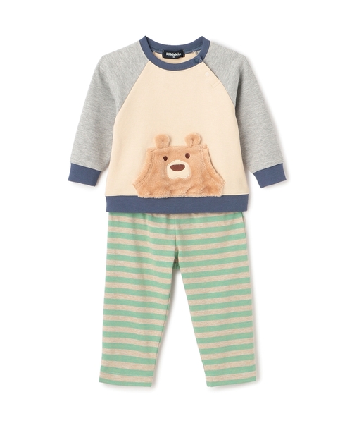 kladskap（クレードスコープ）の「クマ長袖Tシャツ×ボーダーパンツセット（ロンパース・キッズ・サックスブルー/アイボリー・80ｃｍ/90cm）」の15枚目の写真