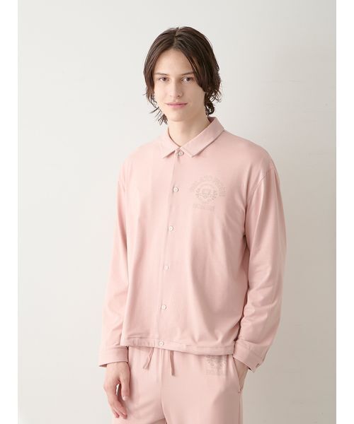 セール】【HOMME】レーヨンカレッジロゴシャツ（ルームウェア/パジャマ