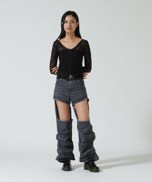 ROYAL FLASH（ロイヤルフラッシュ）の「MITSUKI/ミツキ/DENIM CUT-OUT PANTS（デニムパンツ・レディース・ブルー/ブラック・M/S）」の12枚目の写真