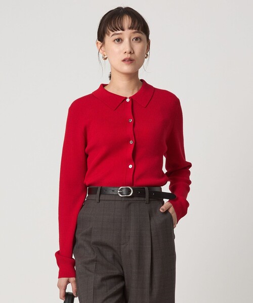 green label relaxing（グリーンレーベルリラクシング）の「ウール エリツキ ニット カーディガン ウォッシャブル（カーディガン/ボレロ・レディース・ブラック/レッド/ライトグレー/コバルトブルー・FREE）」の4枚目の写真