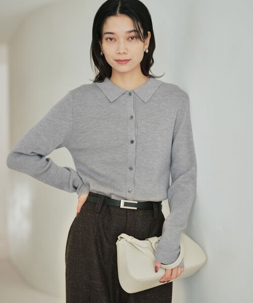 green label relaxing（グリーンレーベルリラクシング）の「ウール エリツキ ニット カーディガン ウォッシャブル（カーディガン/ボレロ・レディース・ブラック/レッド/ライトグレー/コバルトブルー・FREE）」の5枚目の写真