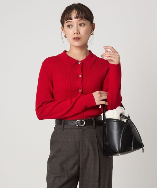 green label relaxing（グリーンレーベルリラクシング）の「ウール エリツキ ニット カーディガン ウォッシャブル（カーディガン/ボレロ・レディース・ブラック/レッド/ライトグレー/コバルトブルー・FREE）」の15枚目の写真