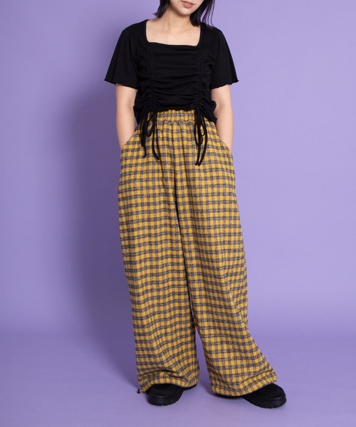 チェックワイドイージーパンツ（その他パンツ）｜PUNYUS