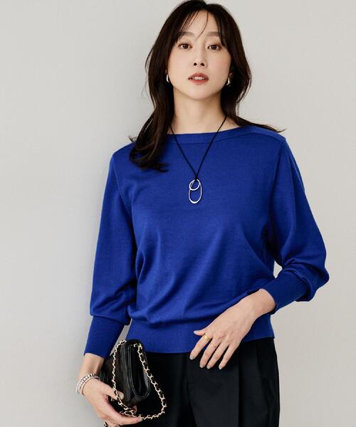 UNTITLED（アンタイトル）の「【アンサンブル可/洗える】シルクウールカシミヤ ドルマンスリーブニット（ニット/セーター・レディース・ブルー系その他/ブラック/ライトグレー/ナチュラル/レッド系1/ブラウン系・00/48/44/04/02）」の6枚目の写真