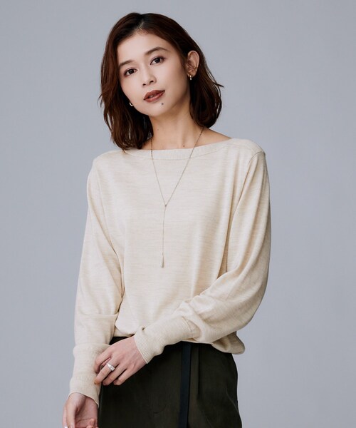 UNTITLED（アンタイトル）の「【アンサンブル可/洗える】シルクウールカシミヤ ドルマンスリーブニット（ニット/セーター・レディース・ブルー系その他/ブラック/ライトグレー/ナチュラル/レッド系1/ブラウン系・00/48/44/04/02）」の8枚目の写真