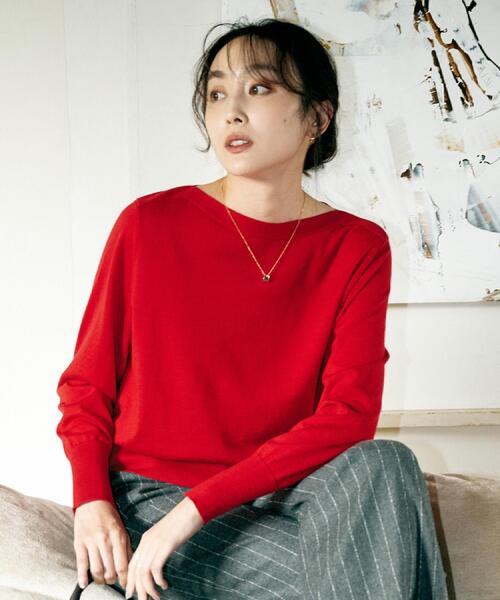 UNTITLED（アンタイトル）の「【アンサンブル可/洗える】シルクウールカシミヤ ドルマンスリーブニット（ニット/セーター・レディース・ブルー系その他/ブラック/ライトグレー/ナチュラル/レッド系1/ブラウン系・00/48/44/04/02）」の14枚目の写真