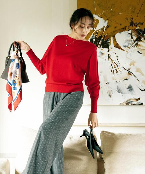 UNTITLED（アンタイトル）の「【アンサンブル可/洗える】シルクウールカシミヤ ドルマンスリーブニット（ニット/セーター・レディース・ブルー系その他/ブラック/ライトグレー/ナチュラル/レッド系1/ブラウン系・00/48/44/04/02）」の16枚目の写真