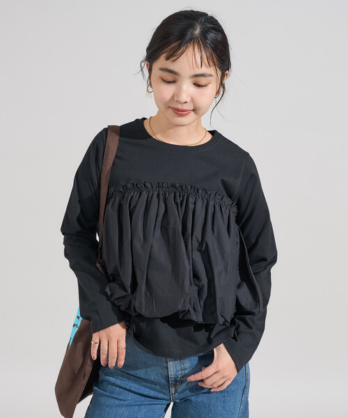 セール】バルーンビスチェ風 ドッキングロンT（Tシャツ/カットソー