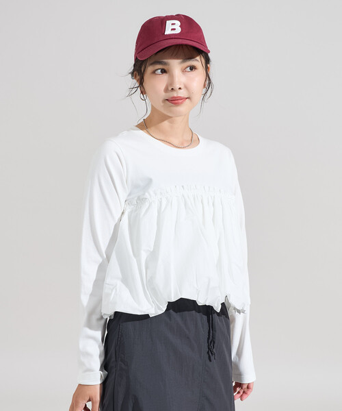セール】バルーンビスチェ風 ドッキングロンT(Tシャツ/カットソー セール】バルーンビスチェ風 ドッキングロンT(Tシャツ/カットソー