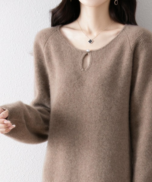 cammie（キャミー）の「パールライク涙開きネックリブワンピース（ワンピース・レディース・キャメル/ベージュ/カーキ/アイボリー・F）」の13枚目の写真