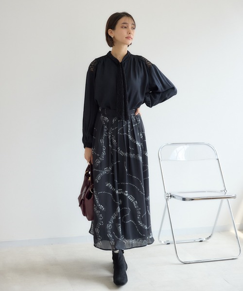 KATHARINE ROSS（キャサリンロス）の「【KATHARINE ROSS】ペイズリータイブラウス（シャツ/ブラウス・レディース・ブラック/アイボリー・MEDIUM）」の3枚目の写真