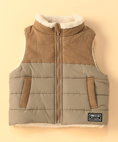 COMME CA ISM（コムサイズム）の「【リバーシブル】中綿ベスト(ベビーサイズ)（ベスト・キッズ・キャメル/ブラック・80-90cm）」の2枚目の写真