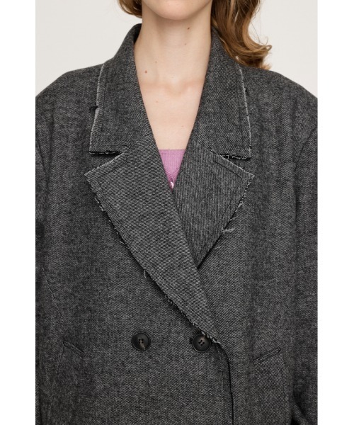 SLY(スライ)の「CUT OFF LONG COAT カットオフ ロングコート 秋服 冬服(チェスターコート・レディース・ブラック・FREE)」の6枚目の写真