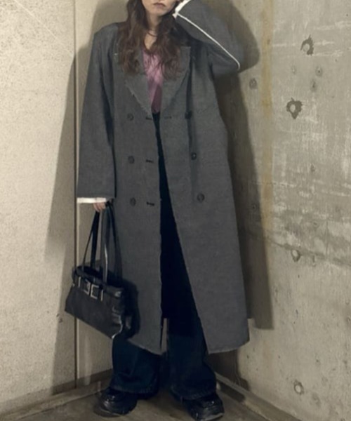 SLY(スライ)の「CUT OFF LONG COAT カットオフ ロングコート 秋服 冬服(チェスターコート・レディース・ブラック・FREE)」の10枚目の写真