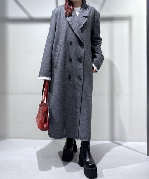 SLY(スライ)の「CUT OFF LONG COAT カットオフ ロングコート 秋服 冬服(チェスターコート・レディース・ブラック・FREE)」の11枚目の写真