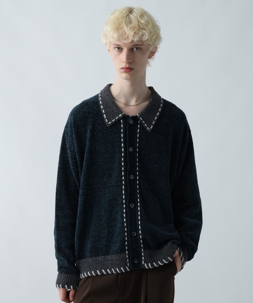 HARE(ハレ)の「モールステッチニットシャツ(HARE)(ニット/セーター・メンズ・ブラック/ブルー/グレー・FREE)」の3枚目の写真