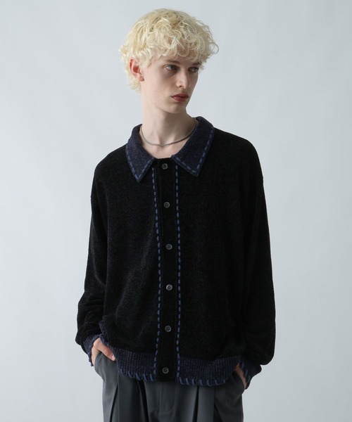 HARE(ハレ)の「モールステッチニットシャツ(HARE)(ニット/セーター・メンズ・ブラック/ブルー/グレー・FREE)」の2枚目の写真