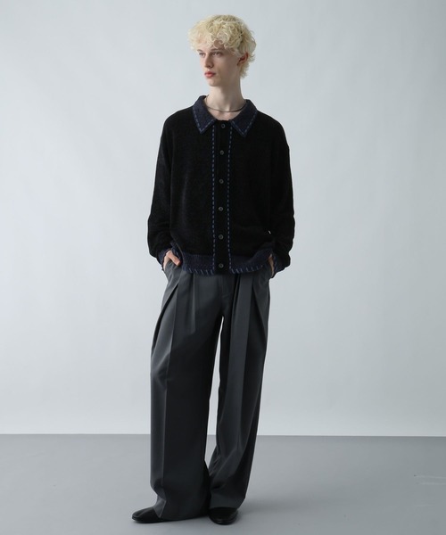 HARE(ハレ)の「モールステッチニットシャツ(HARE)(ニット/セーター・メンズ・ブラック/ブルー/グレー・FREE)」の4枚目の写真