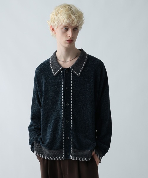 HARE(ハレ)の「モールステッチニットシャツ(HARE)(ニット/セーター・メンズ・ブラック/ブルー/グレー・FREE)」の14枚目の写真