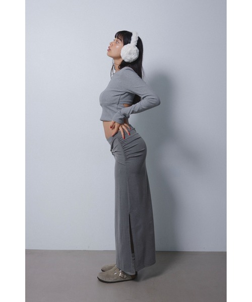 ALEXIA STAM（アリシアスタン）の「Wellness Twist Slit Skirt /ツイストスリットスカート（スカート・レディース・ブラウン/ブラック/グレー・S/M）」の3枚目の写真