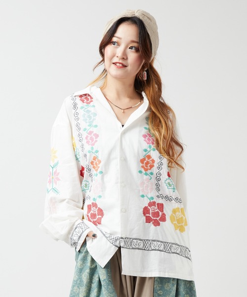 チャイハネ(チャイハネ)の「【チャイハネ】グルイムMEN'Sシャツ(シャツ/ブラウス・メンズ・ホワイト/ブラック・FREE)」の6枚目の写真