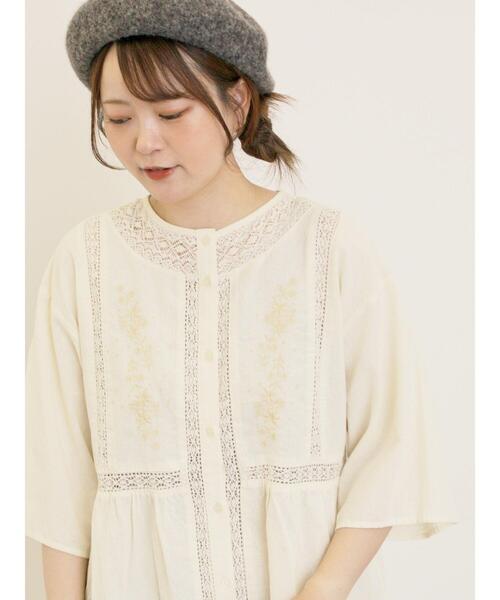 セール】花刺繍切替えブラウス（シャツ/ブラウス）｜Samansa Mos2