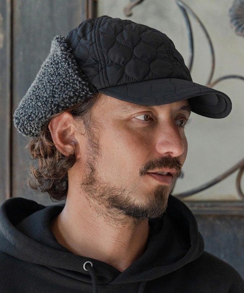CAMBIO(カンビオ)の「mko13181-Quilted Flight Cap フライトキャップ(NF-252-BO007)(キャップ・メンズ・グレー/ブラック/ベージュ/カーキオリーブ・FREE)」の2枚目の写真