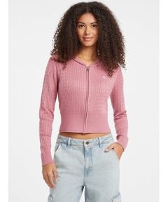 GUESS JEANS Long Sleeves Cable Hoodie Cardi