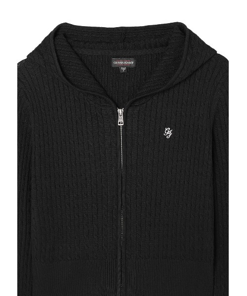 GUESS JEANS（ゲスジーンズ）の「GUESS JEANS Long Sleeves Cable Hoodie Cardi パーカー（カーディガン/ボレロ・レディース・ピンク/ブラック/グレー・X-SMALL/SMALL/MEDIUM/LARGE）」の21枚目の写真